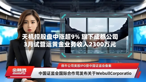 天机控股盘中涨超9% 旗下成都公司3月试营运黄金业务收入2300万元