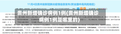 贵州新增确诊病例1例(贵州新增确诊病例1例是哪里的)-第2张图片