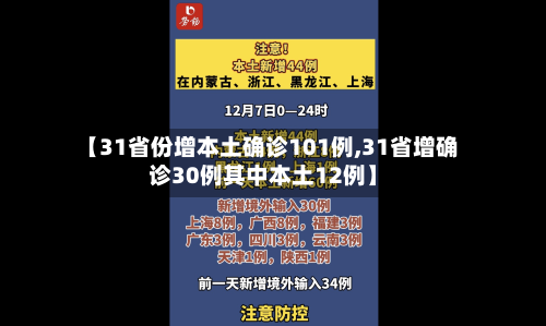 【31省份增本土确诊101例,31省增确诊30例其中本土12例】