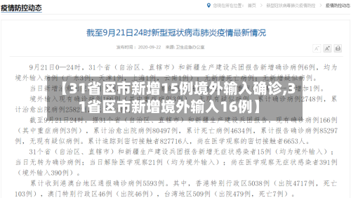 【31省区市新增15例境外输入确诊,31省区市新增境外输入16例】-第2张图片