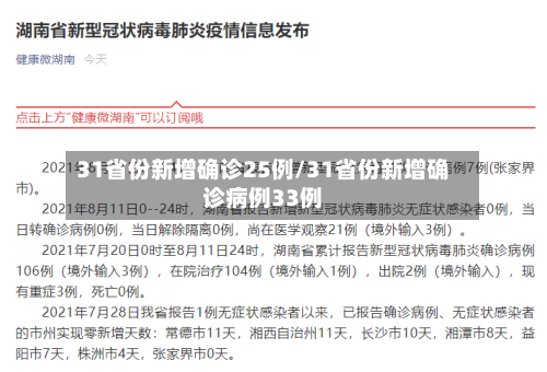 31省份新增确诊25例/31省份新增确诊病例33例-第2张图片