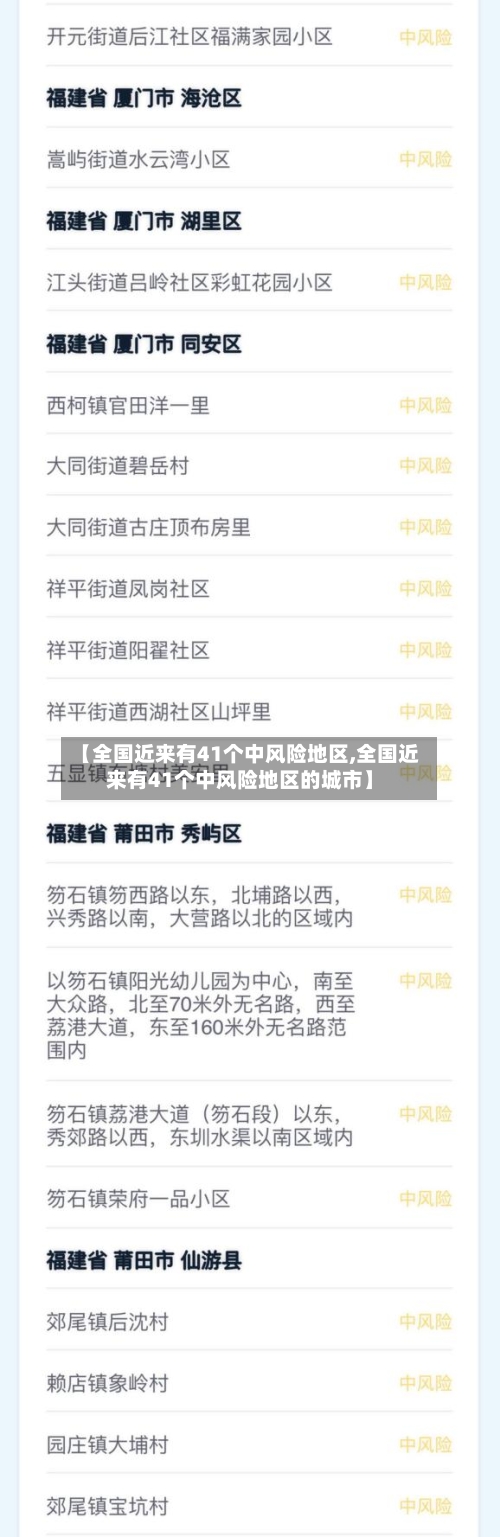 【全国近来有41个中风险地区,全国近来有41个中风险地区的城市】-第3张图片
