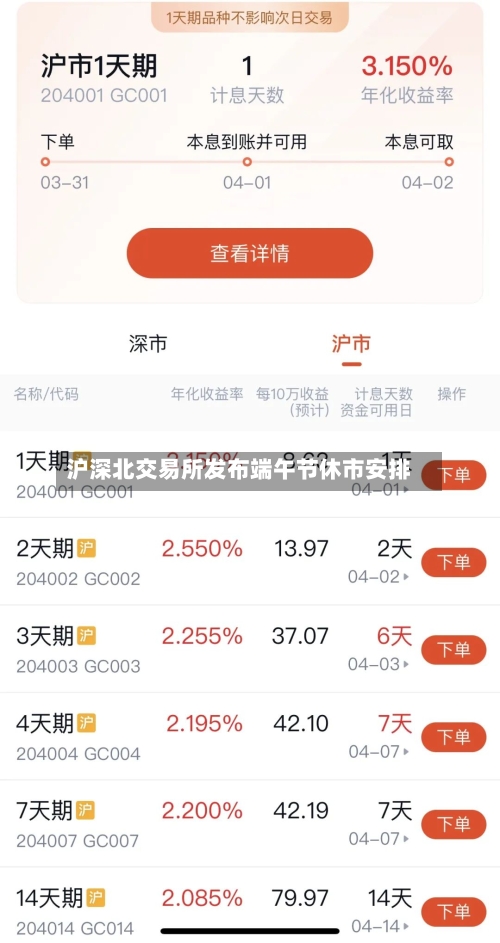 沪深北交易所发布端午节休市安排-第2张图片