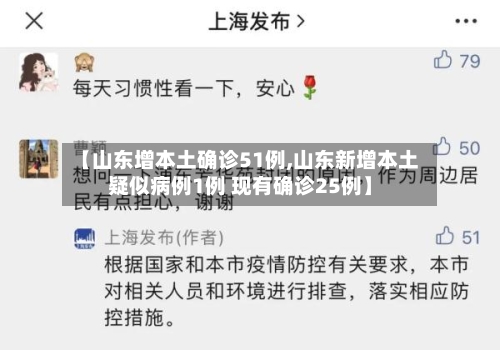 【山东增本土确诊51例,山东新增本土疑似病例1例 现有确诊25例】