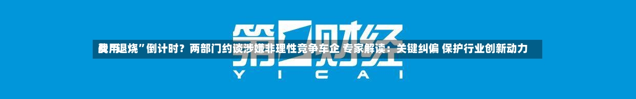 费用战“退烧”倒计时？两部门约谈涉嫌非理性竞争车企 专家解读：关键纠偏 保护行业创新动力