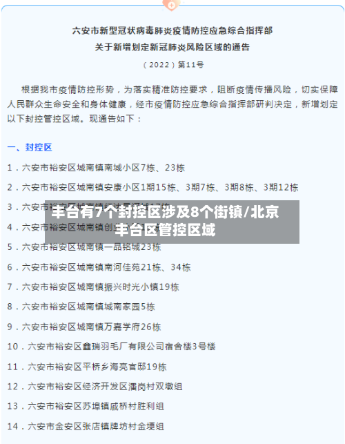 丰台有7个封控区涉及8个街镇/北京丰台区管控区域
